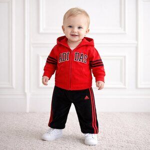 ADIDAS 12 Month Baby Velour Hoodie Track Suit